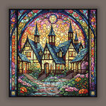 欧陆风情教堂彩绘彩晶玻璃图案