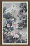 荷花九鱼图 