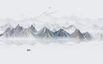 简约抽象水墨山水画背景墙