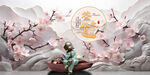 茶文化壁画广告海报背景墙壁纸