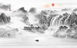 新中式水墨国画山水 