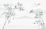 竹子水墨沙发背景