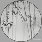 圆形国画竹子