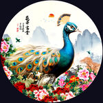 圆形孔雀图