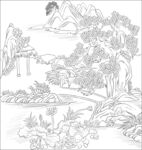 白描山水