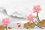 中式荷花背景墙