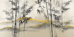 新中式水墨竹子山水背景
