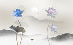 水墨荷花背景墙
