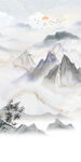 新中式石纹山水玄关背景