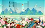新中式背景墙  