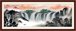 瀑布山水画
