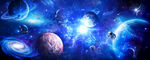 蓝色宇宙黑洞外太空陨石星球背景