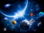 蓝色太空星球浩瀚星空宇航员背景