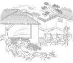 白描古建图