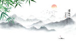 新中式石纹水墨山水背景