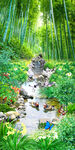 竹林流水生财山水风景画玄关