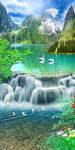 中式山水流水生财玄关