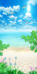 沙滩夏日椰子树风景画玄关