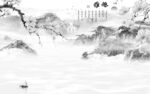 人气 简约山水墙画 TIf分层