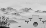 高清 中式灰色山水 TiF分层
