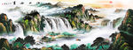 旭日东升山水画