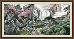 瀑布山水画 