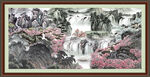 瀑布风景画 