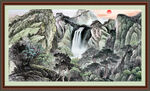 瀑布风景画 