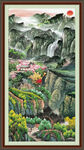 瀑布山水画 