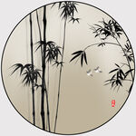 圆形竹子玄关画
