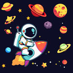 卡通火箭星球
