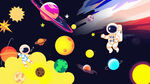 卡通星空宇航员儿童房背景