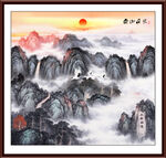 泰山日出五岳独尊风水画 
