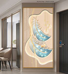 抽象蓝色羽毛轻奢麋鹿装饰画