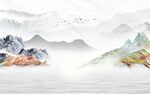 新中式石纹水墨山水背景