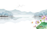 新中式水墨石纹山水背景