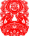 剪纸艺术玉兔呈祥