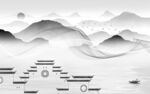 简约 奢雅灰色山水 TIF分层