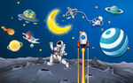 卡通儿童房星空宇航员