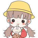 喝奶茶的小女孩插画可爱卡通