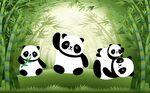 竹子熊猫壁画