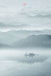 别墅山水画背景图