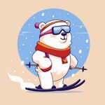 滑雪的北极熊
