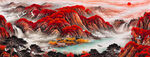 鸿运当头山水画