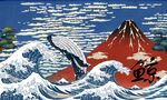 浮世绘海浪富士山背景墙