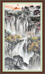 竖幅山水画 