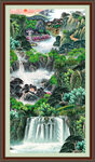 竖幅山水画 