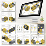 黄色电网画册AI设计模板