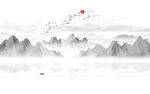 抽象水墨山水画背景墙