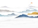 新中式蓝色水墨山水